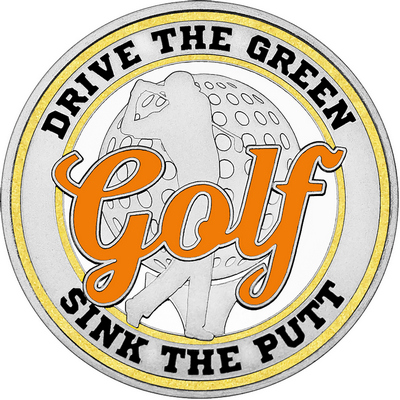 Orange "Golf" with Gold Outer Circular Borders